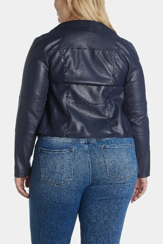 Faux Leather Drape Jacket