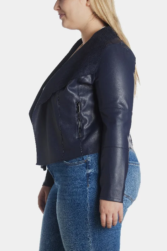 Faux Leather Drape Jacket