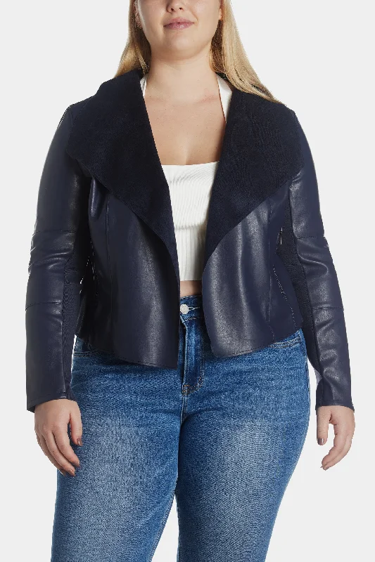 Faux Leather Drape Jacket