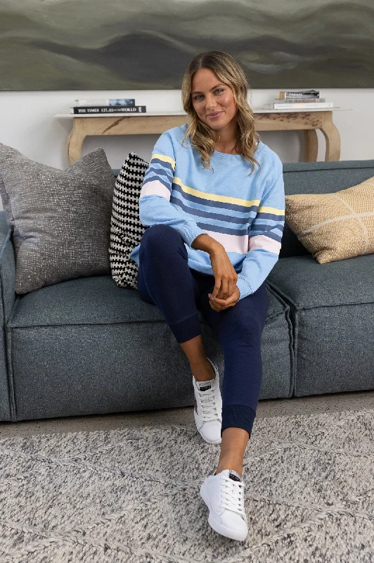 Hamptons Sweatshirt - Blue With Multi Stripe