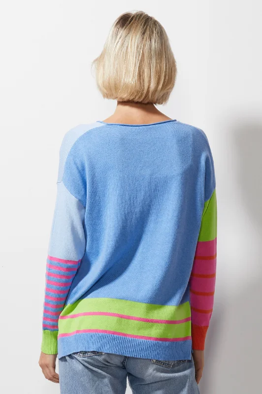 Intarsia Squares Jumper - Chambray