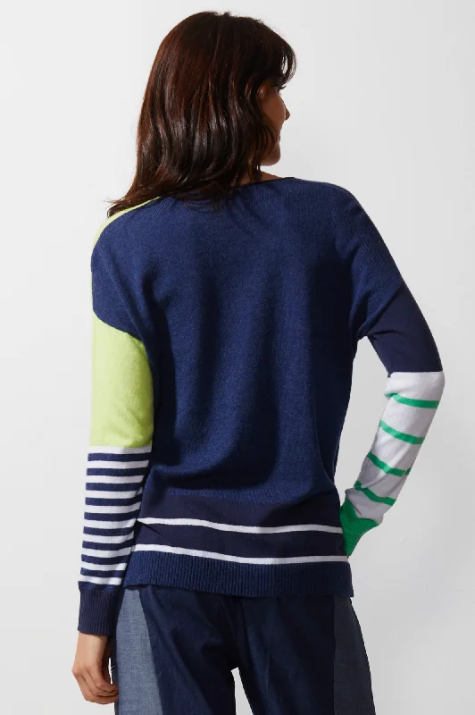 Intarsia Squares Jumper - Denim