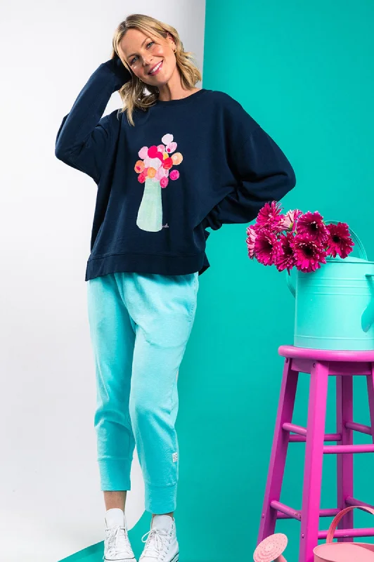 Janey Floral Crew - Navy