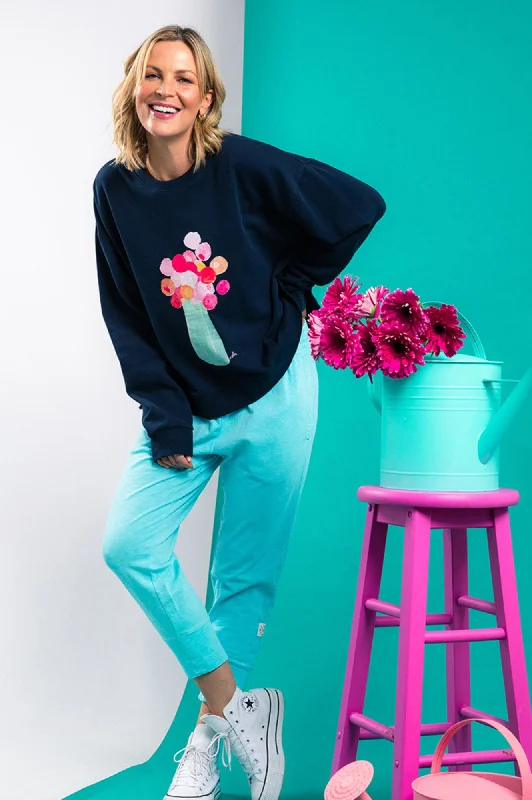 Janey Floral Crew - Navy