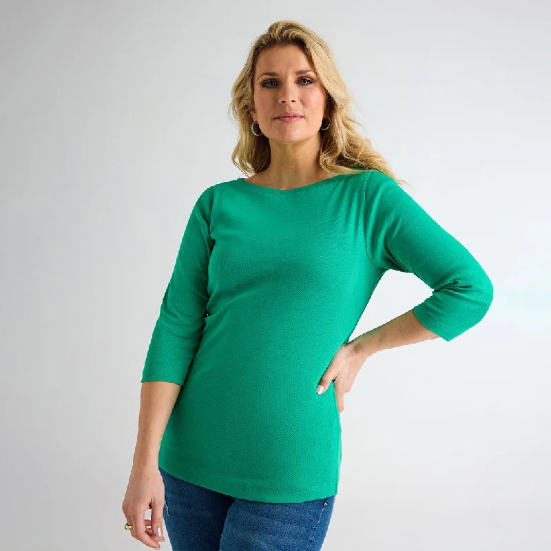 Ladies Mint 3/4 Sleeve Slash Neck Top