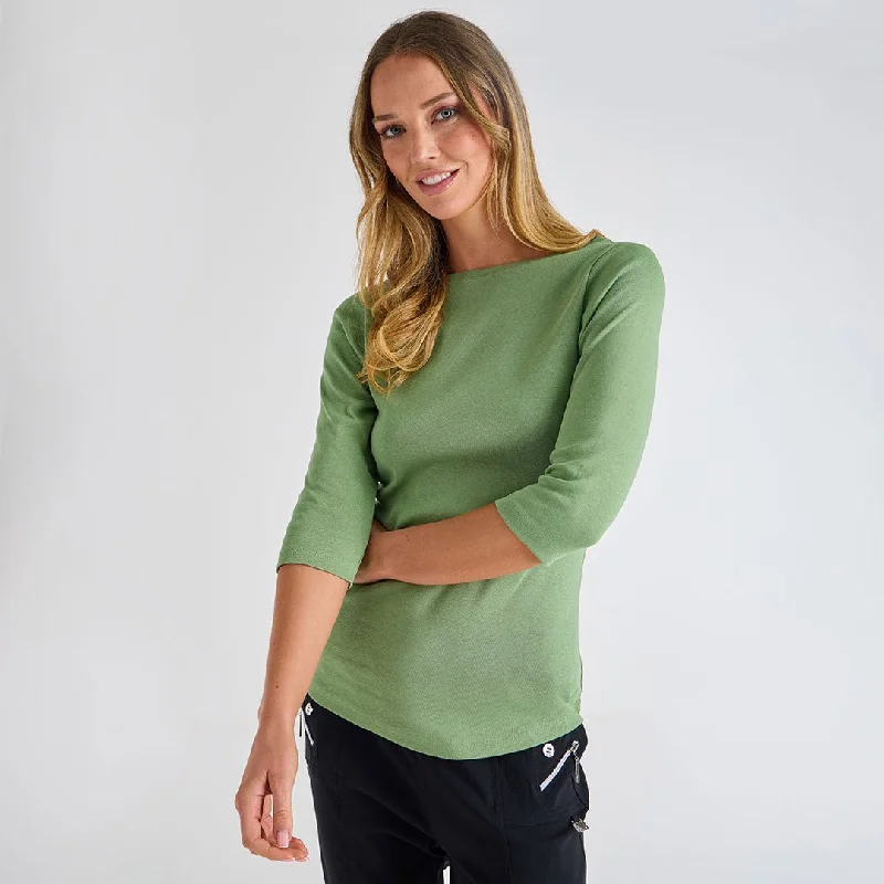 Ladies Watercress 3/4 Sleeve Slash Neck Top