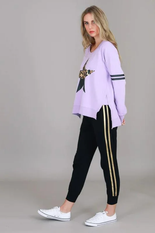 Leopard Star Sweatshirt - Dusty Purple