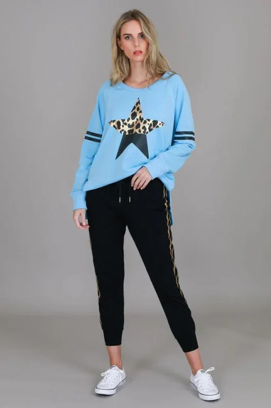 Leopard Star Sweatshirt - Iceberg