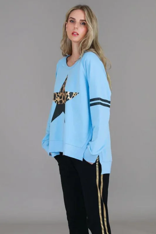 Leopard Star Sweatshirt - Iceberg