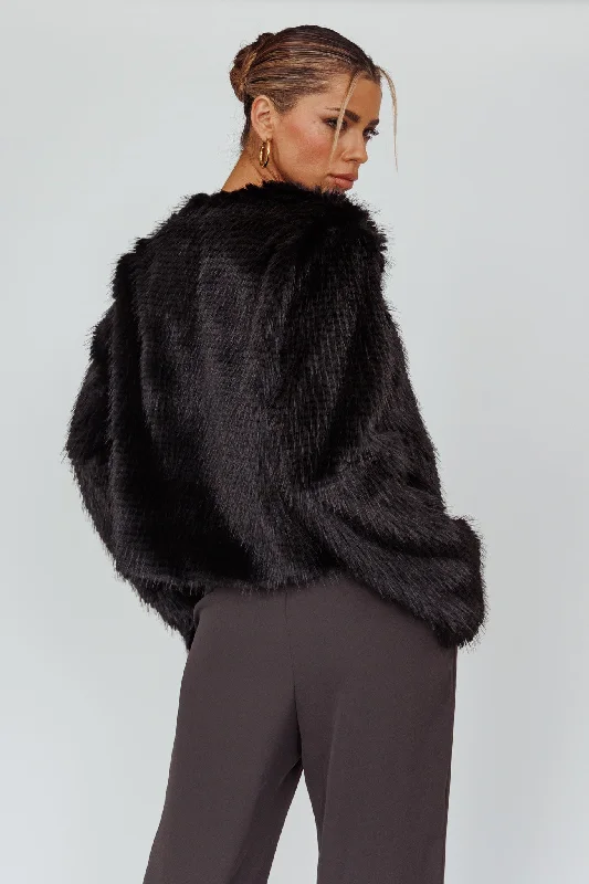 London Day Faux Fur Jacket Black