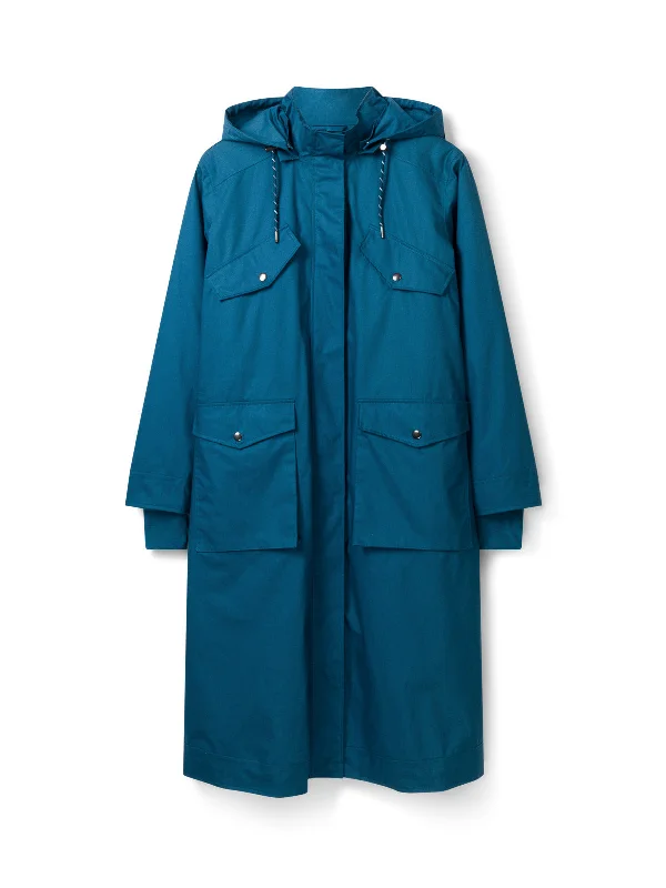 Makenna Organic Cotton Waterproof Parka Jacket - Lake Blue