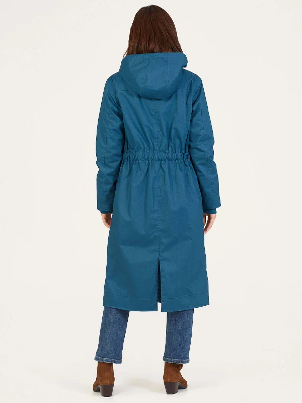 Makenna Organic Cotton Waterproof Parka Jacket - Lake Blue