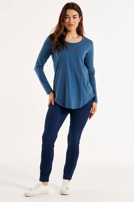 Megan Long Sleeve Top - Ocean Blue