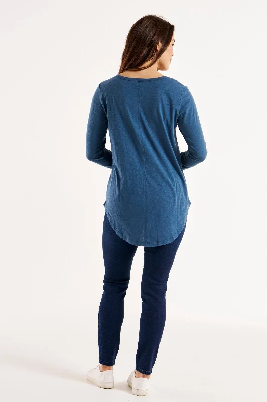 Megan Long Sleeve Top - Ocean Blue