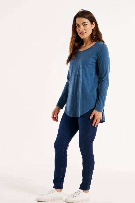 Megan Long Sleeve Top - Ocean Blue