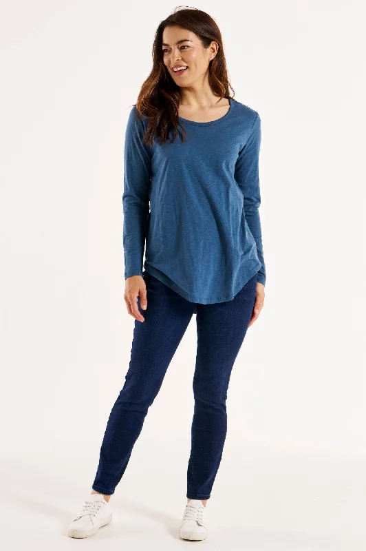 Megan Long Sleeve Top - Ocean Blue