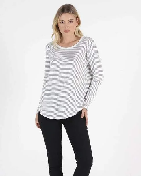 Megan Long Sleeve Top - White/Black