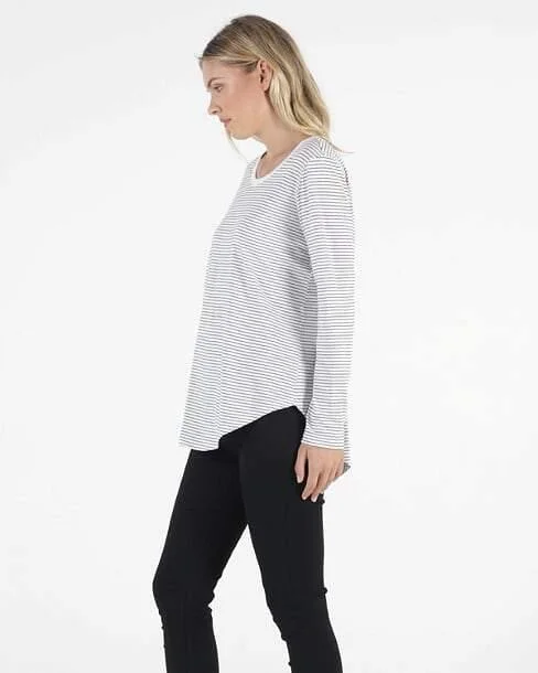 Megan Long Sleeve Top - White/Black