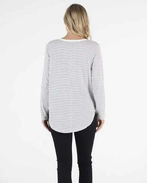 Megan Long Sleeve Top - White/Black