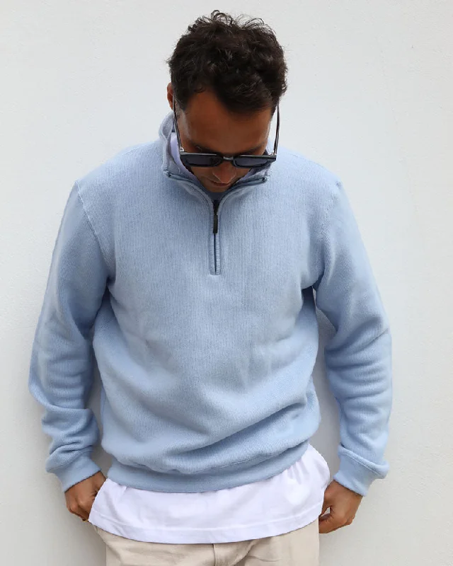 Merino Blend 1/4 zip | Baby Blue