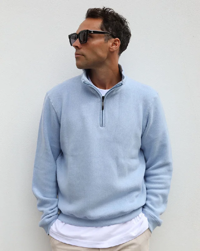 Merino Blend 1/4 zip | Baby Blue