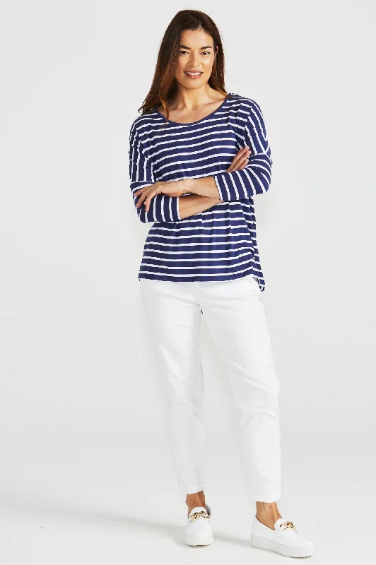 Milan Tee 3/4 Sleeve - Parisian Stripe