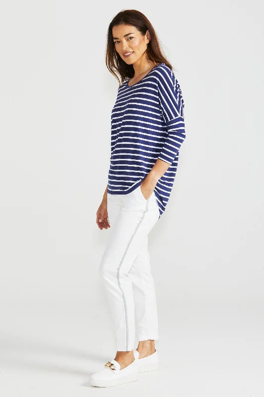 Milan Tee 3/4 Sleeve - Parisian Stripe