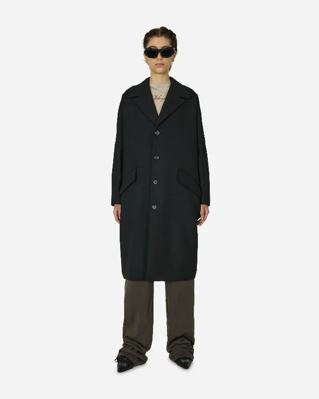 Wool Gabardine Coat Black