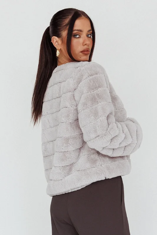 Montana Faux Fur Jacket Light Grey