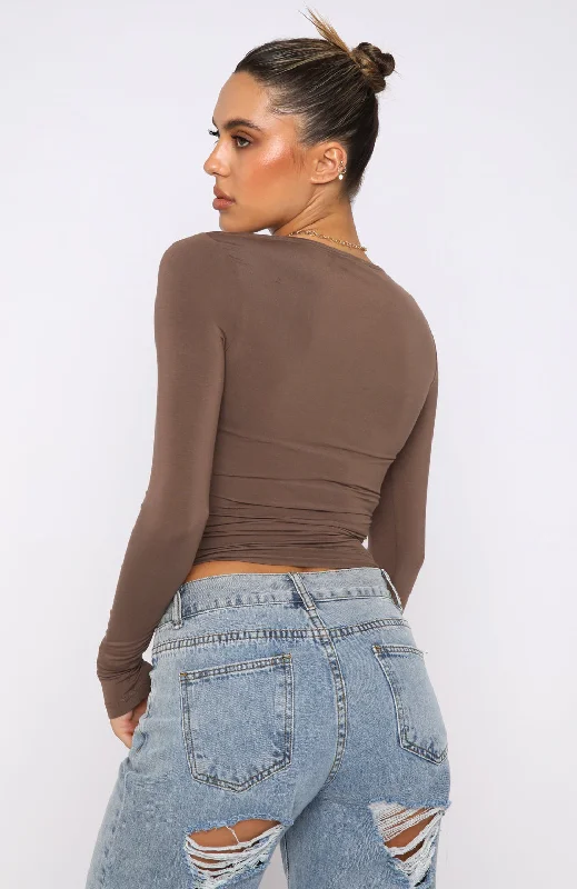 Only For Tonight Long Sleeve Top Mocha