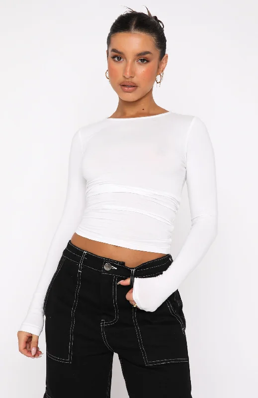 Only For Tonight Long Sleeve Top White