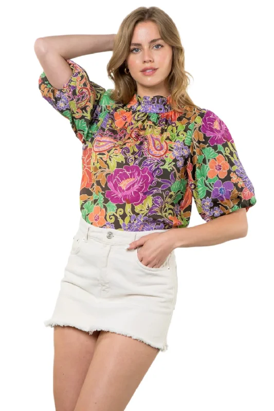 Puff Sleeve Floral Top