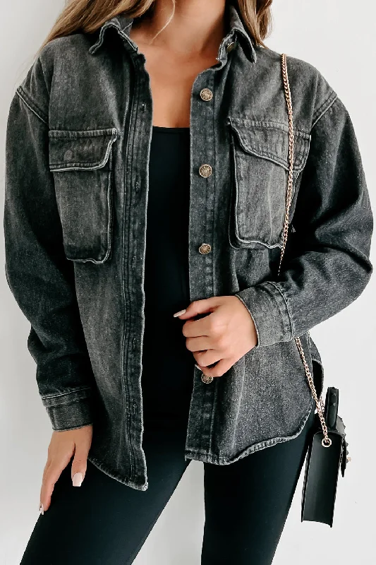 Roxanne Oversized Denim Shacket (Black)