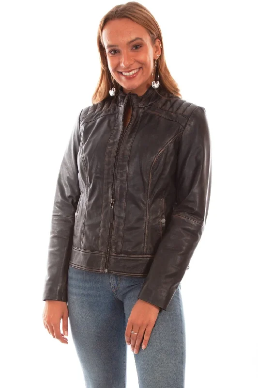 Scully Womens Black Lamb Leather Vintage Jacket