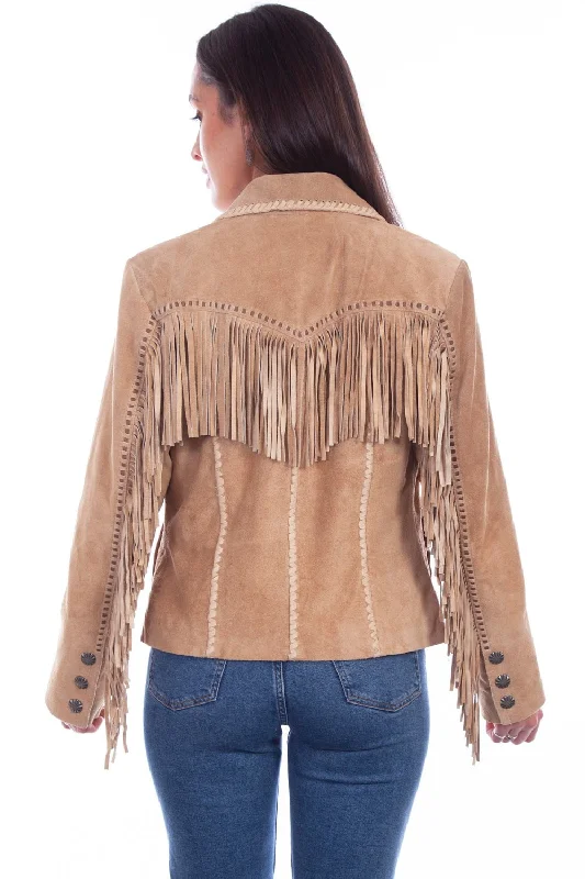 Scully Womens Cowgirl Fringe Old Rust Leather Leather Jacket