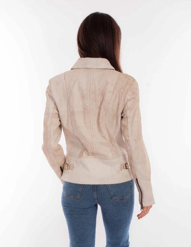 Scully Womens Studded Conchos Cream Leather Leather Jacket