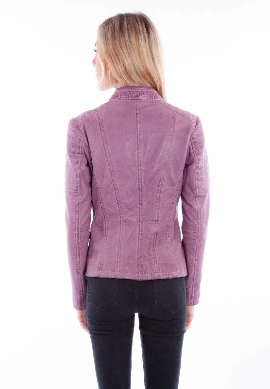 Scully Womens Zip Cafe Racer Lavender Leather Leather Jacket