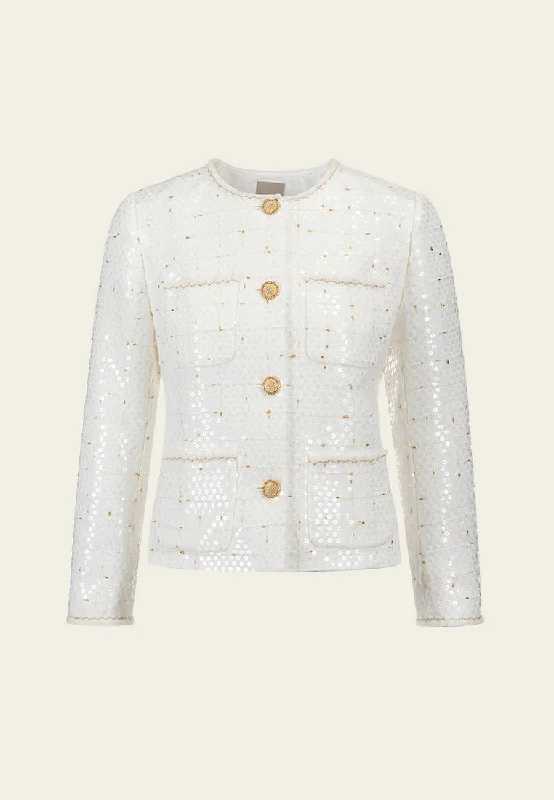 Sequined Lurex-detail Patch-pocket Jacket