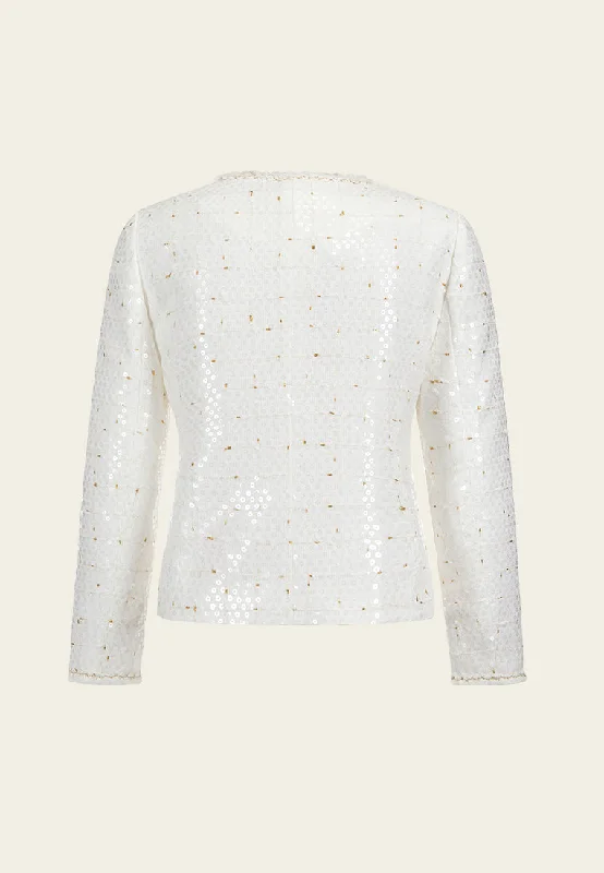 Sequined Lurex-detail Patch-pocket Jacket