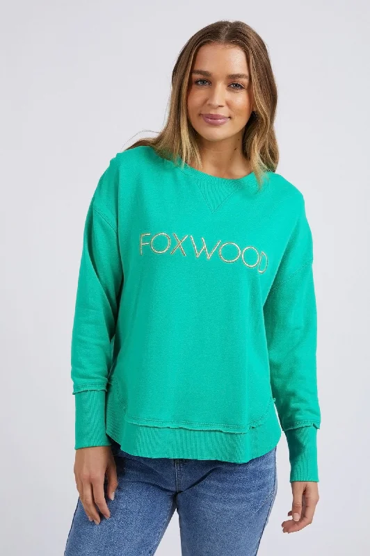 Simplified Metallic Sweatshirt - Green with Gold Logo