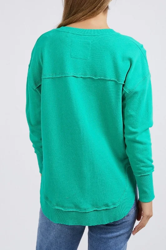 Simplified Metallic Sweatshirt - Green with Gold Logo