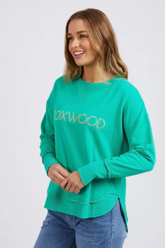 Simplified Metallic Sweatshirt - Green with Gold Logo