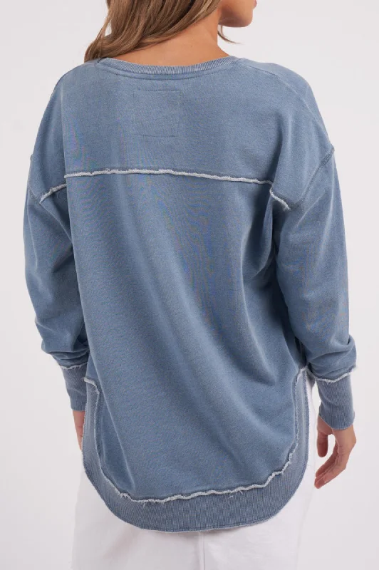 Simplified Washed Sweatshirt - Washed Blue