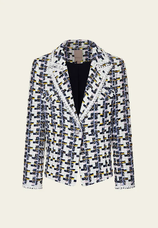 Single-breasted Peak-lapel Houndstooth Jacket