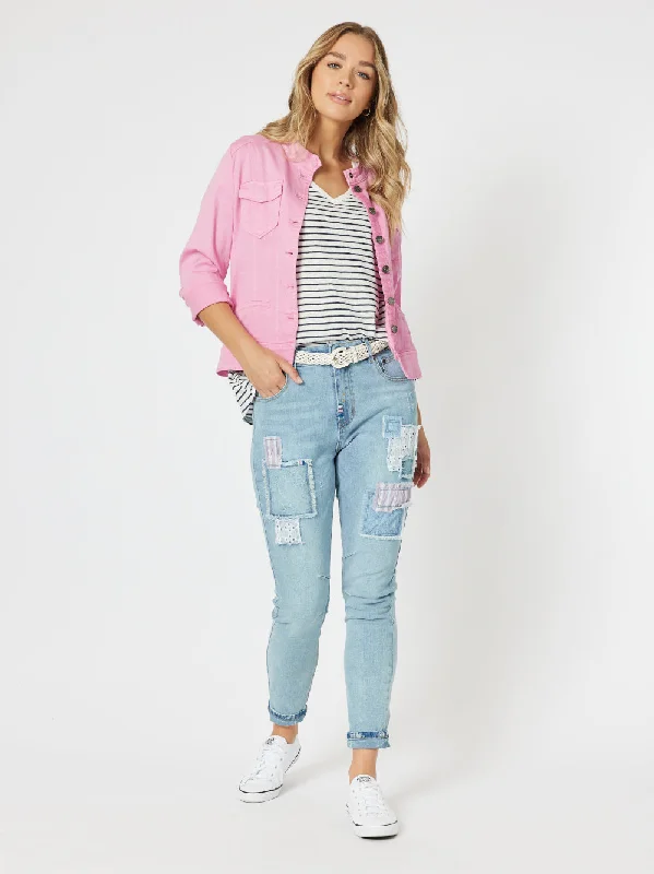 Threadz Maggie Denim Jacket Flamingo