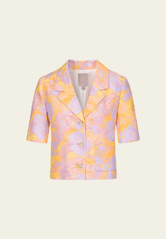 Watercolor Jacquard Notched-lapels Fitted Jacket