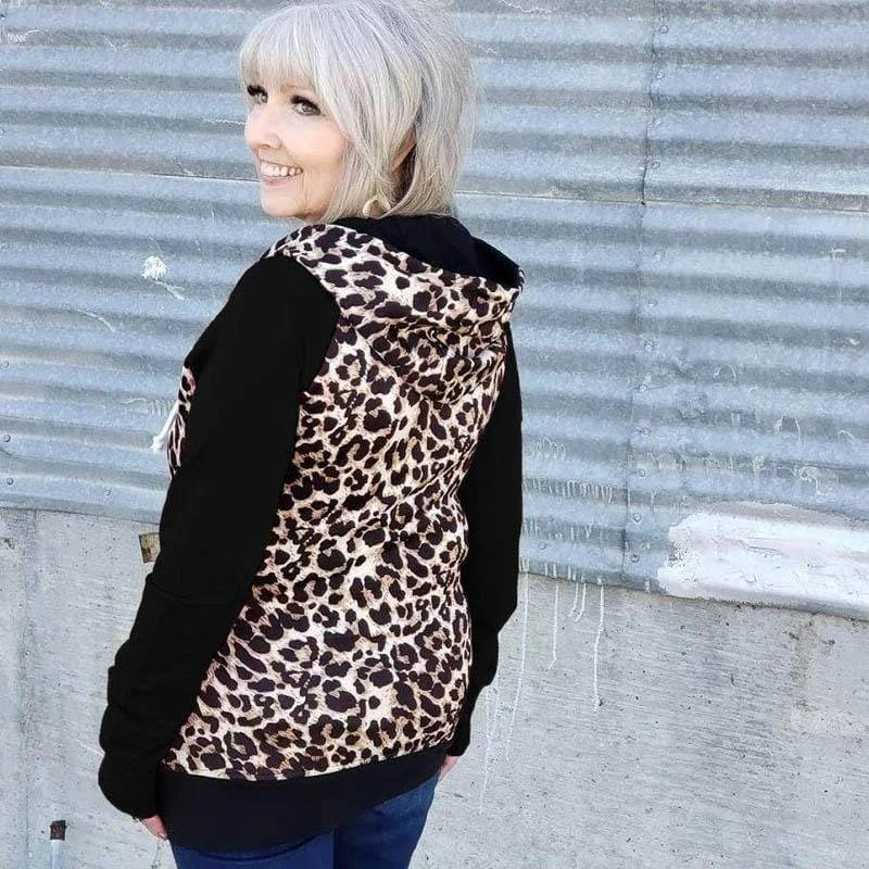 Cat Walk Leopard Print Hoodie