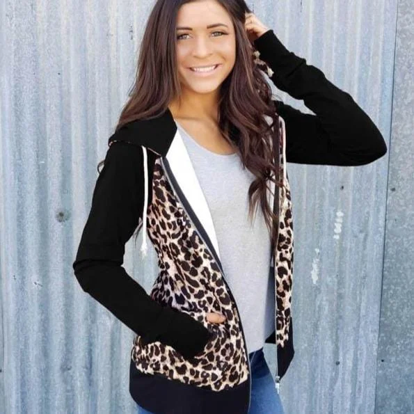 Cat Walk Leopard Print Hoodie