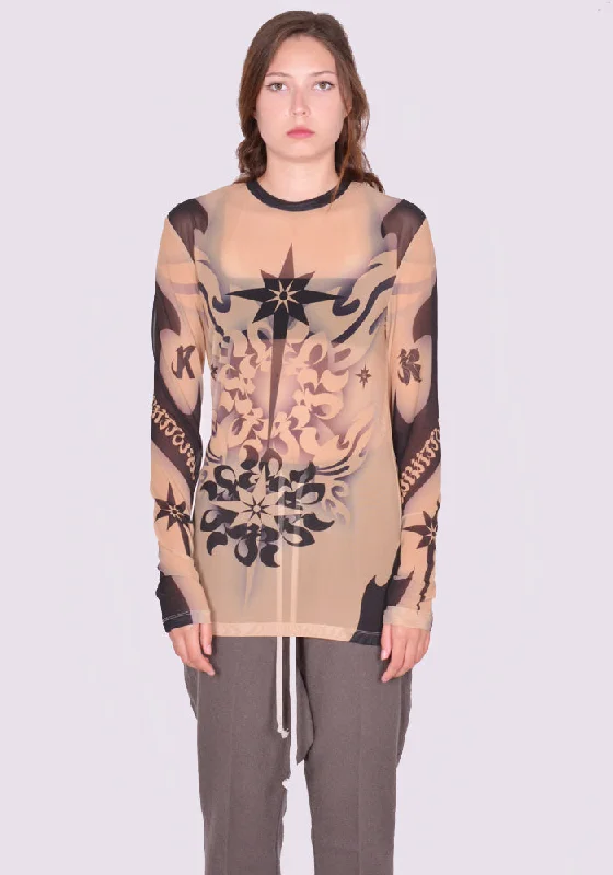 KUSIKOHC KUS4LT01KR-C5001.064 TATTOO GRAPHIC MESH TOP (New Season SS24)