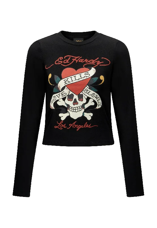 Womens Love Kills Long Sleeve T-Shirt - Black